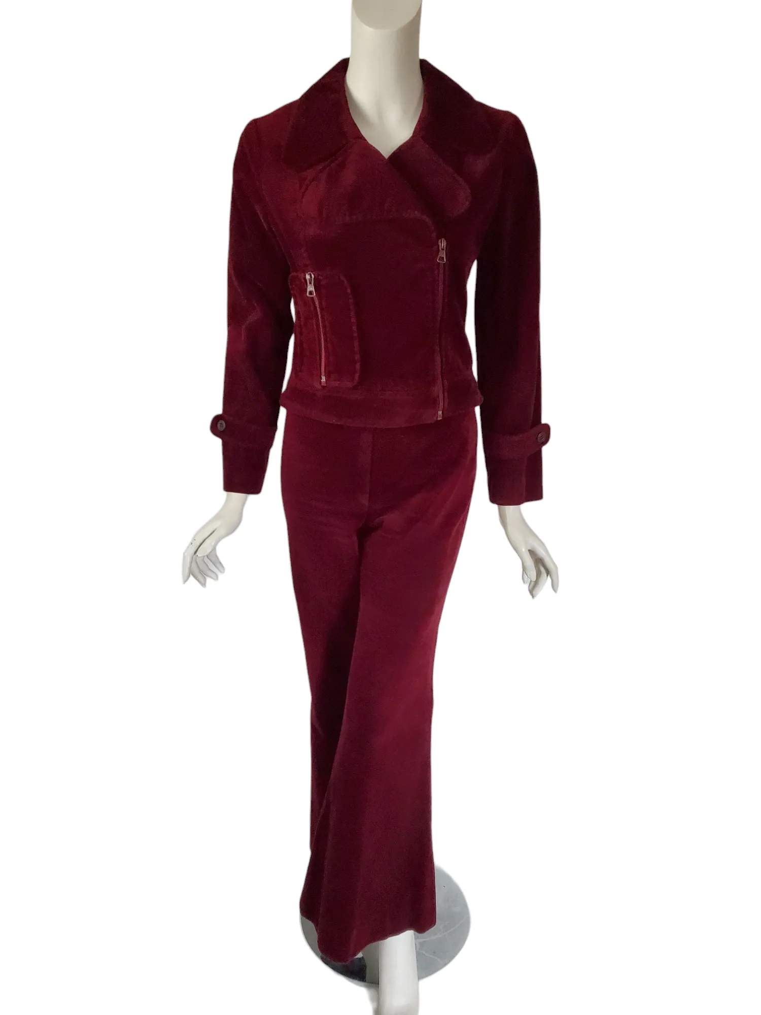 60s Burgundy Velvet Casquette or Gatsby Hat