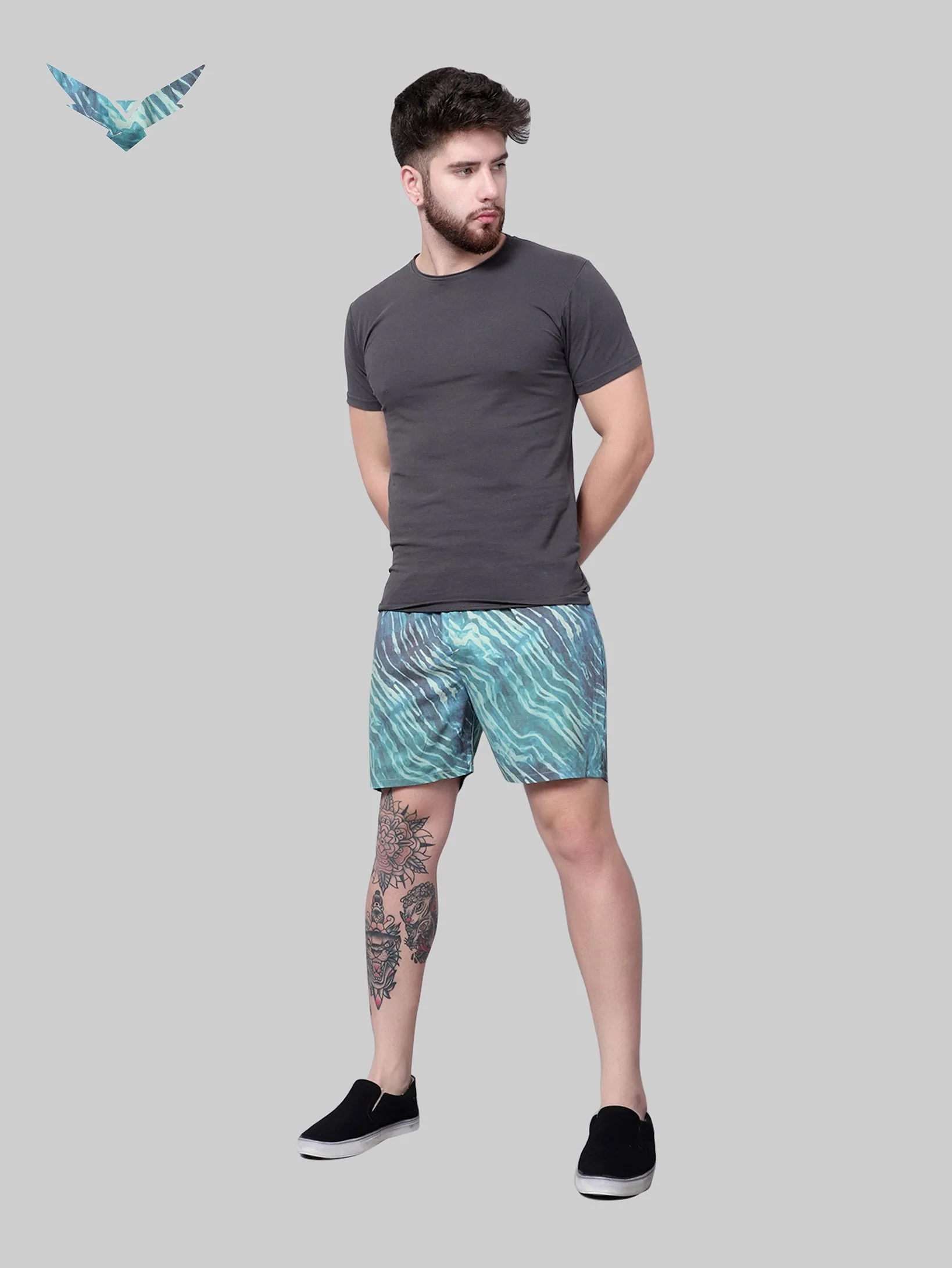 Basil Kale Green Animal Print Cotton Boxer