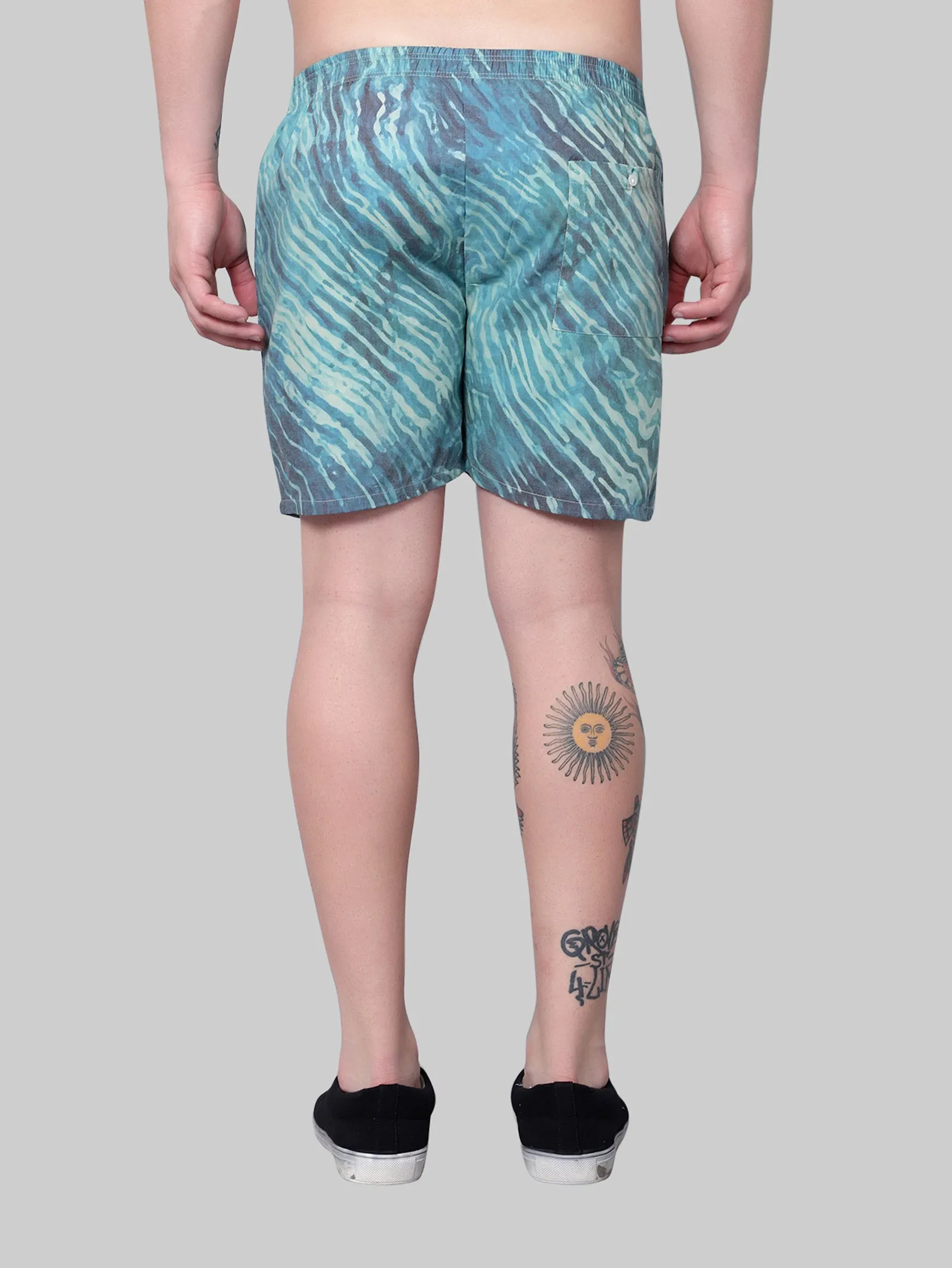 Basil Kale Green Animal Print Cotton Boxer