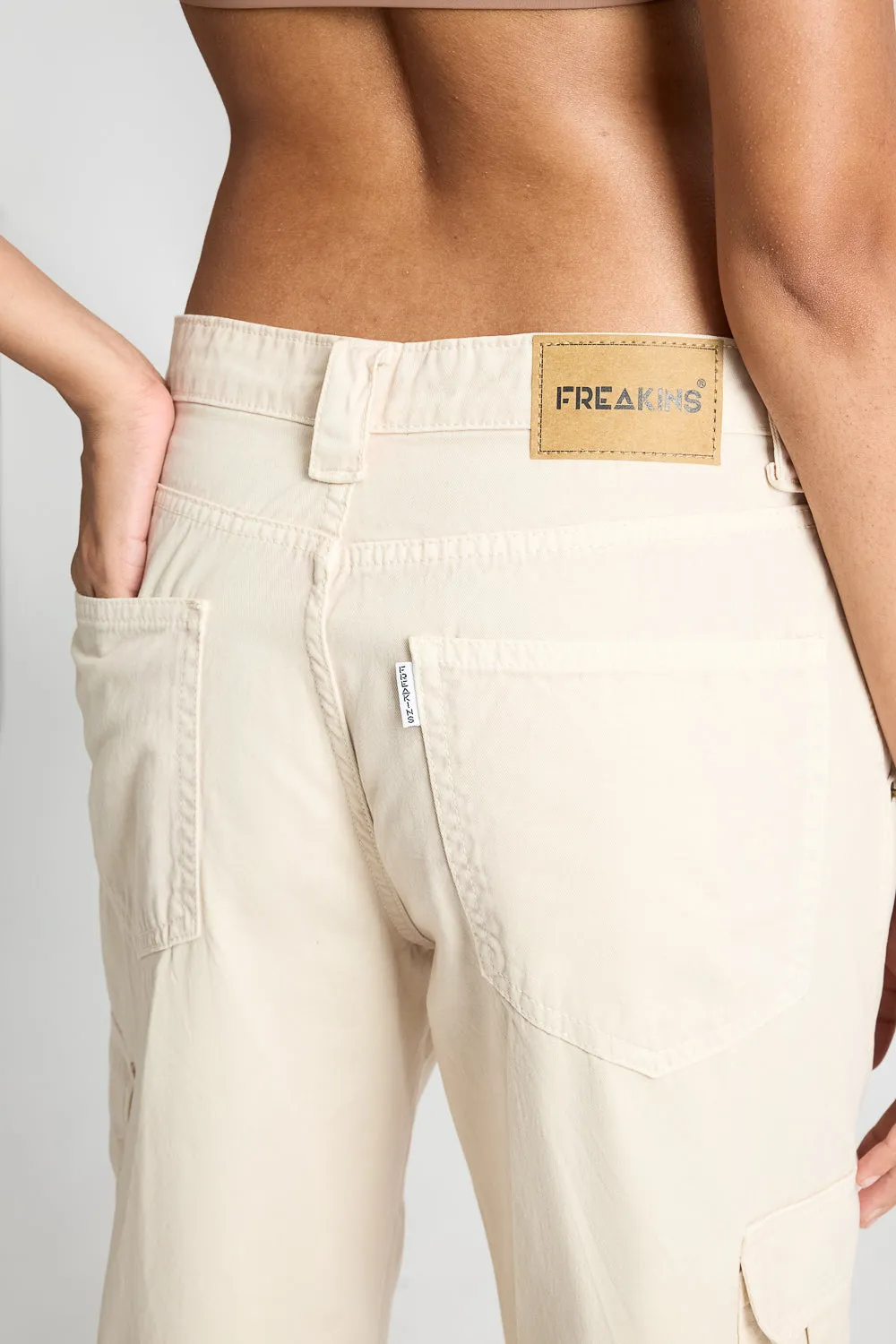 Denim Light Tan Cargo Pants