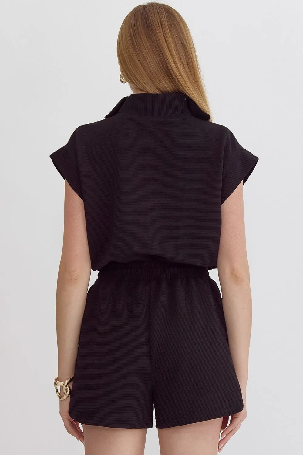 Diane Zip Up Romper (Black)
