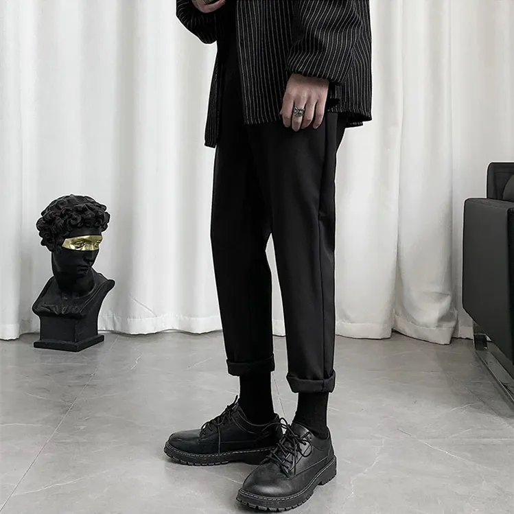 [Korean Style] Black Casual Straight Pants