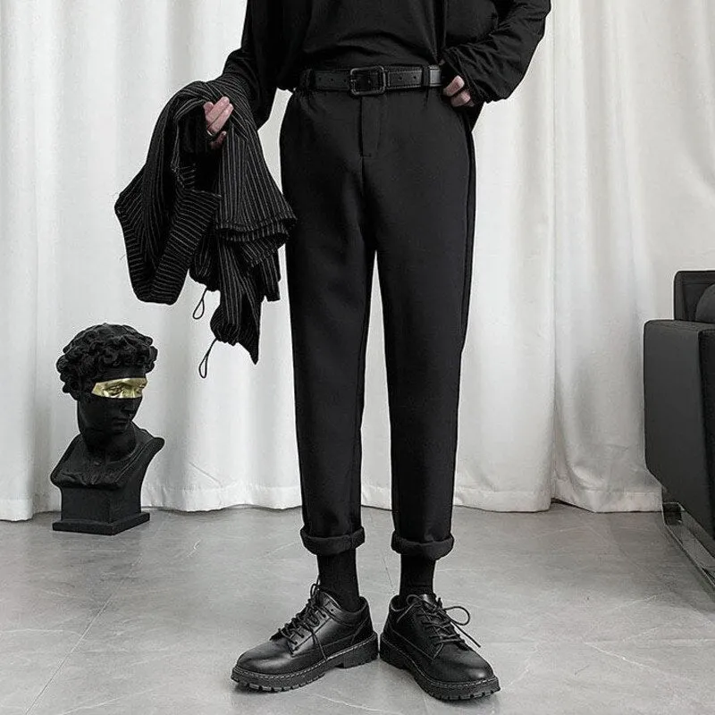 [Korean Style] Black Casual Straight Pants