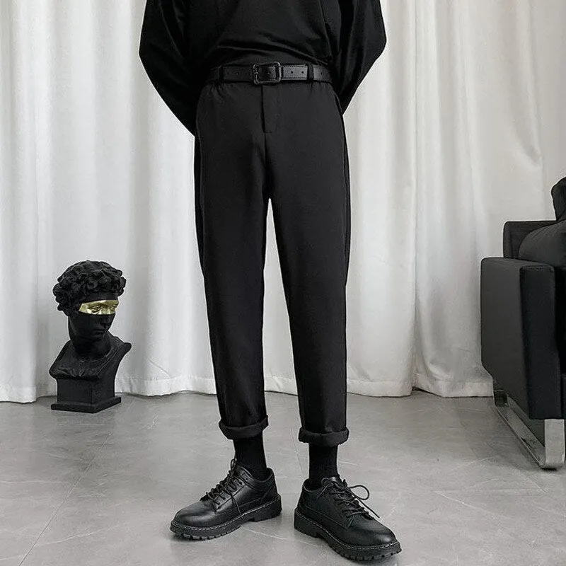 [Korean Style] Black Casual Straight Pants