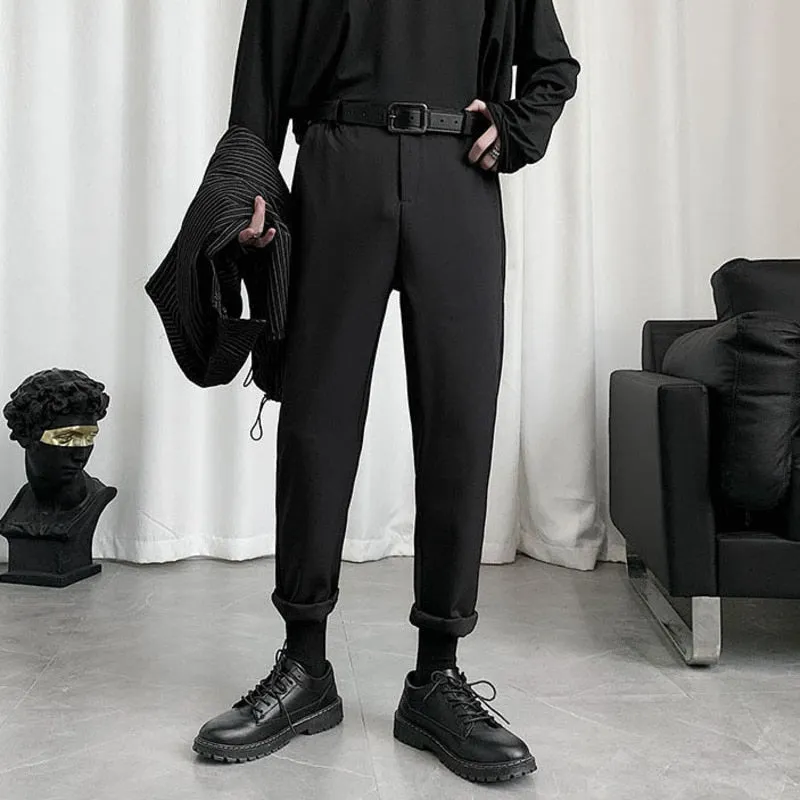 [Korean Style] Black Casual Straight Pants