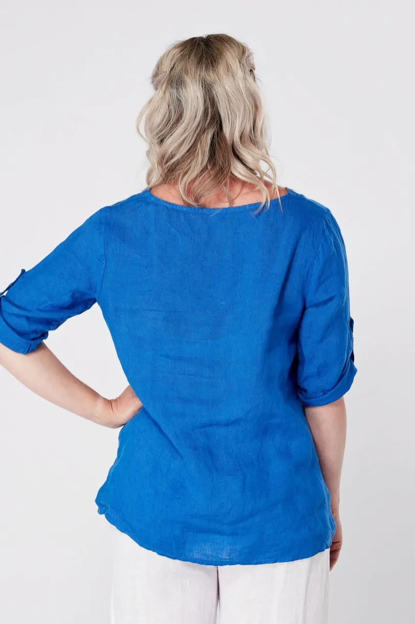 Luca Vanucci shirt 1028, v-neck linen (2 colors)