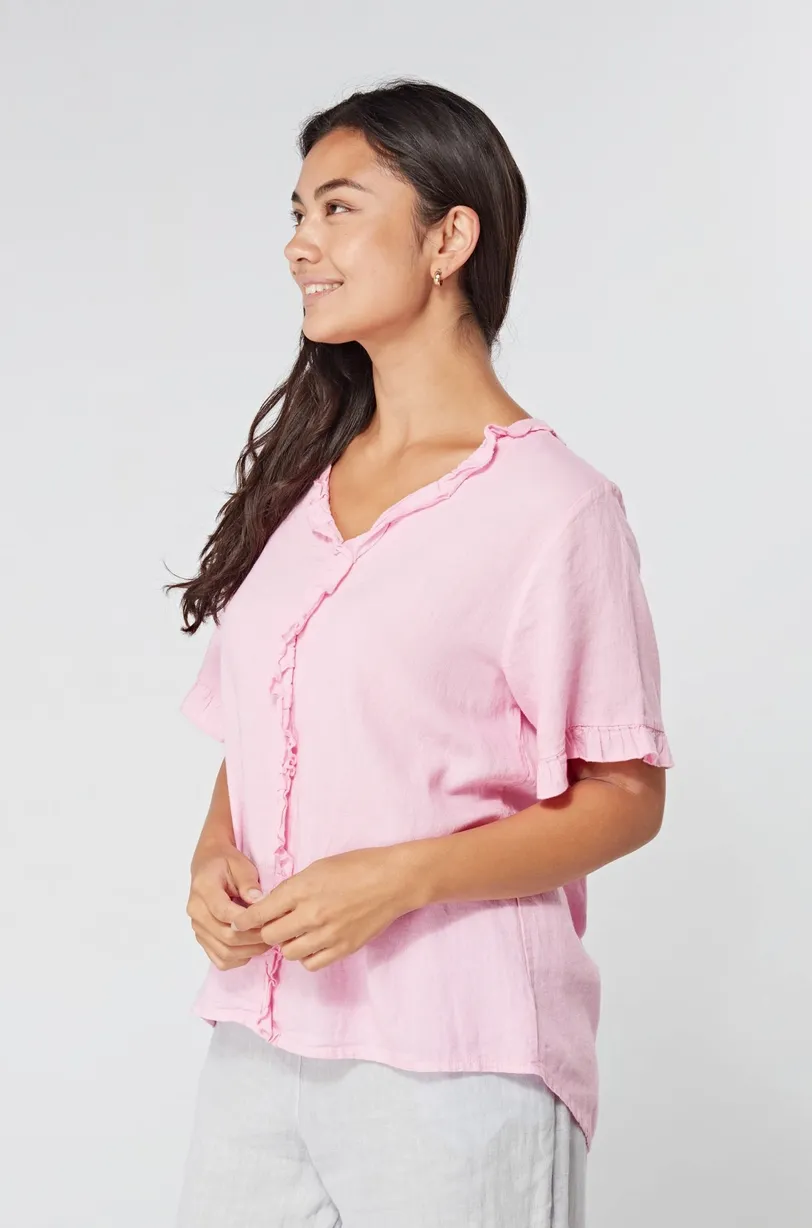 Luca Vanucci shirt 2548, v-neck ruffle (2 colors)