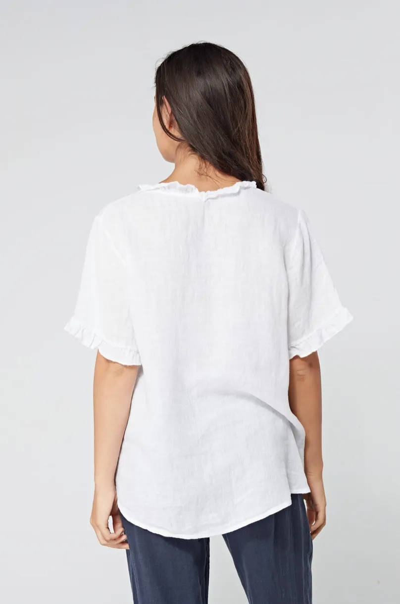 Luca Vanucci shirt 2548, v-neck ruffle (2 colors)
