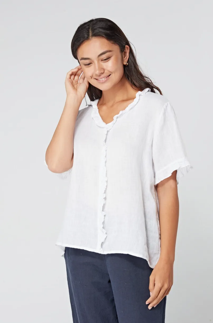 Luca Vanucci shirt 2548, v-neck ruffle (2 colors)