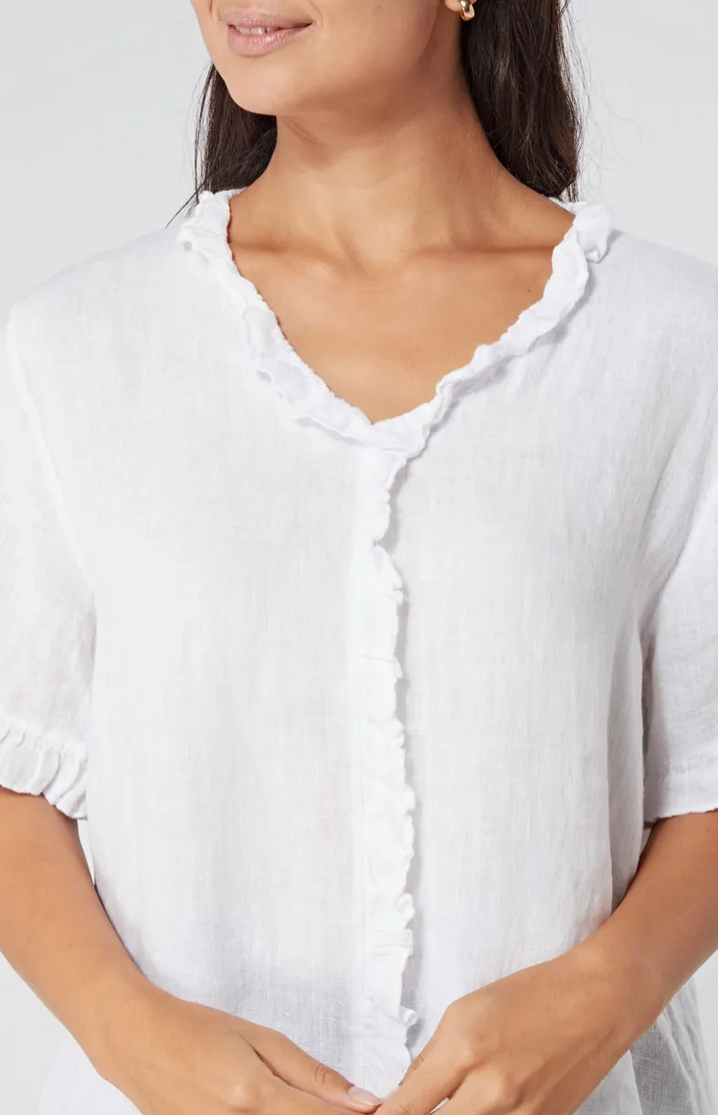 Luca Vanucci shirt 2548, v-neck ruffle (2 colors)