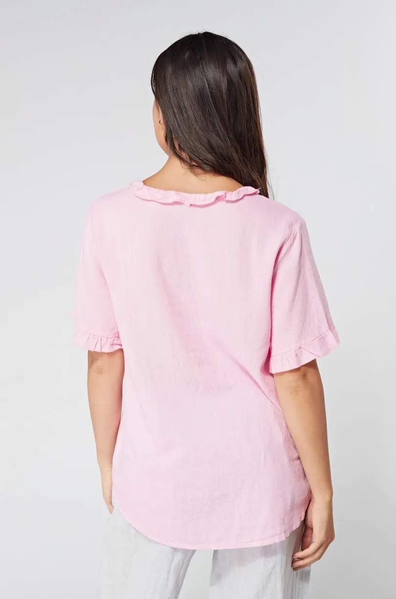 Luca Vanucci shirt 2548, v-neck ruffle (2 colors)