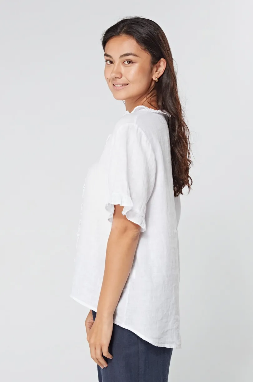 Luca Vanucci shirt 2548, v-neck ruffle (2 colors)