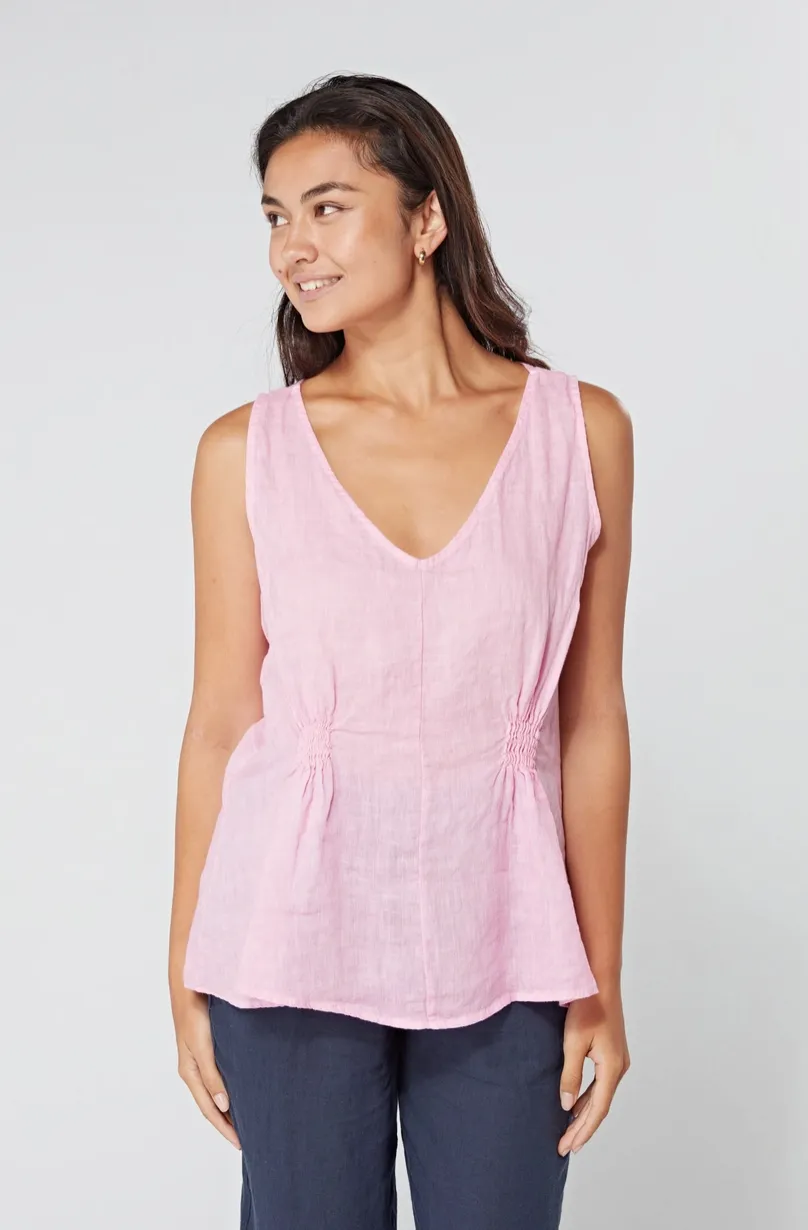 Luca Vanucci tank 2054, ruched linen (2 colors)
