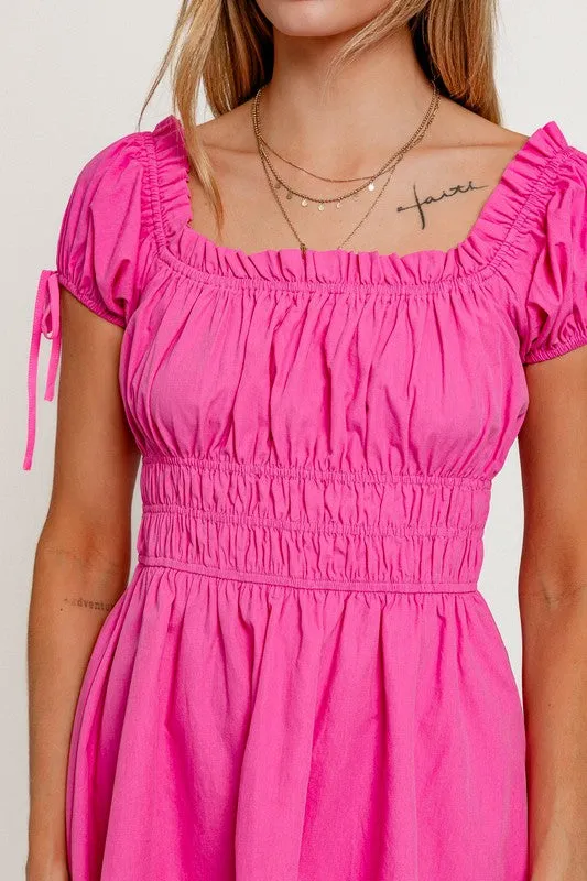 Off Shoulder Ruffle Detail Mini Dress