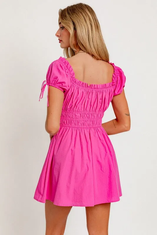 Off Shoulder Ruffle Detail Mini Dress