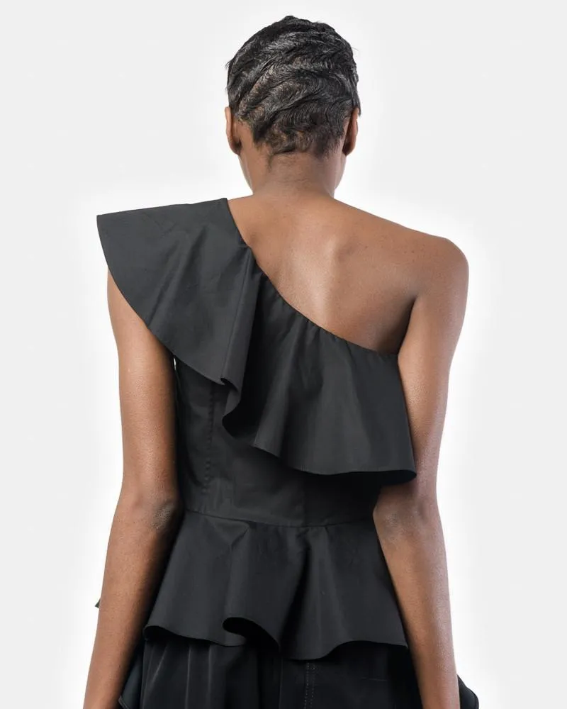One Shoulder Top in Black