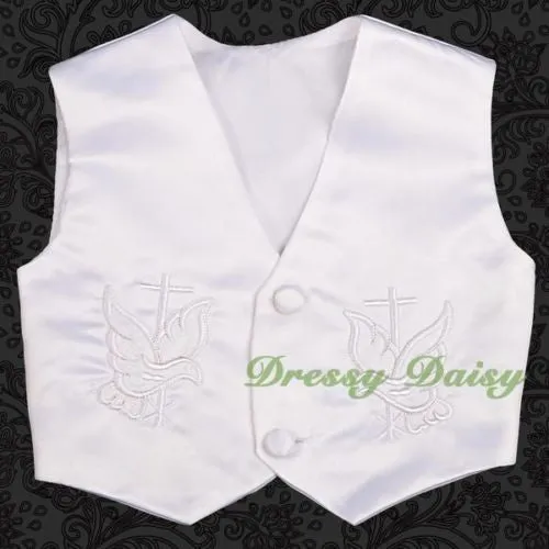 ST020 Baby Boys' 4 Pcs Satin Baptism Christening Suit With Bonnet Long Sleeves Infant Size 0-12 Months