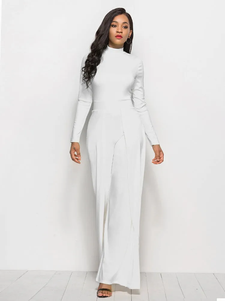Sunset and Swim Long Sleeve Mock Neck Wide Leg Jumpsuit