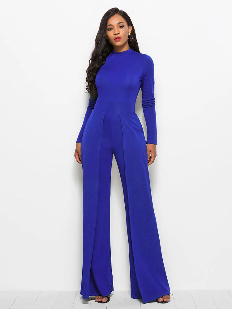Sunset and Swim Long Sleeve Mock Neck Wide Leg Jumpsuit