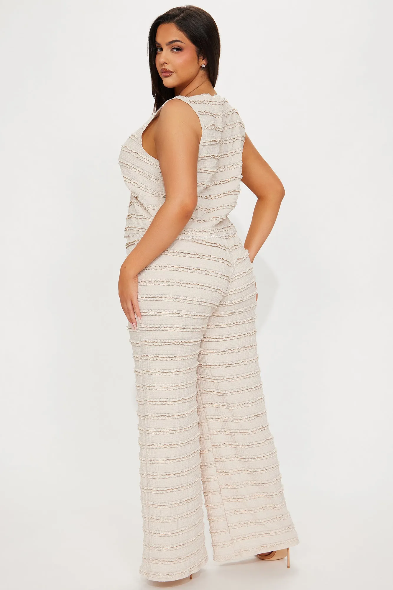 Sweet Embrace Textured Pant Set - Nude