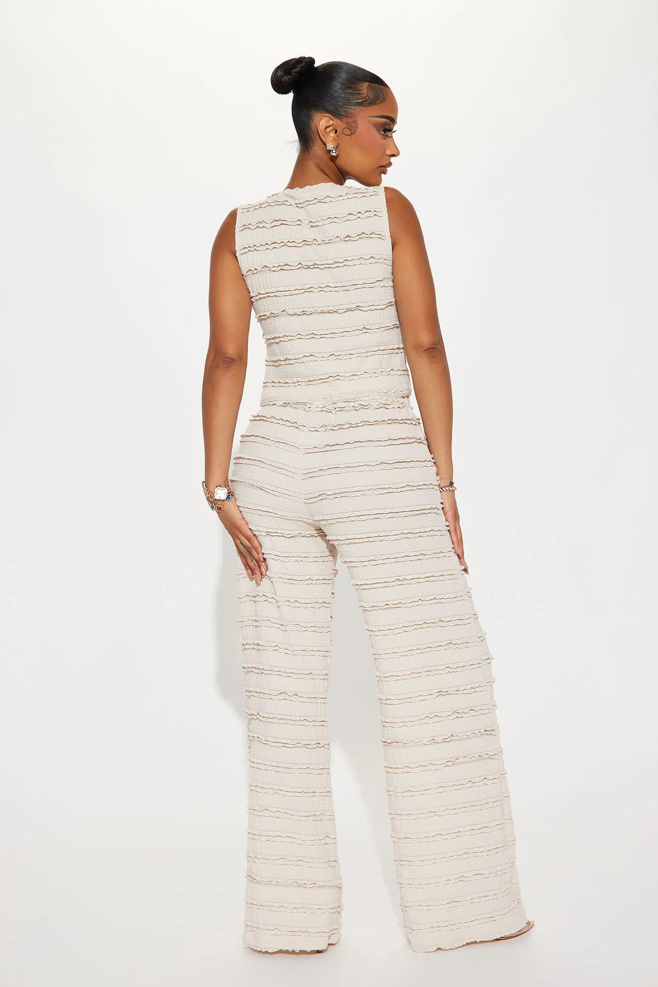 Sweet Embrace Textured Pant Set - Nude