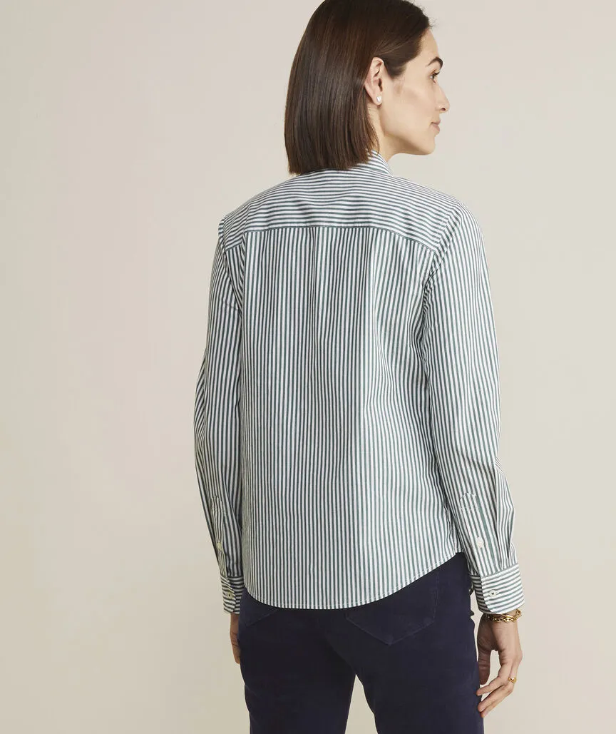 Vineyard Vines Women's Bayview Poplin Shirt - Turf Green/White