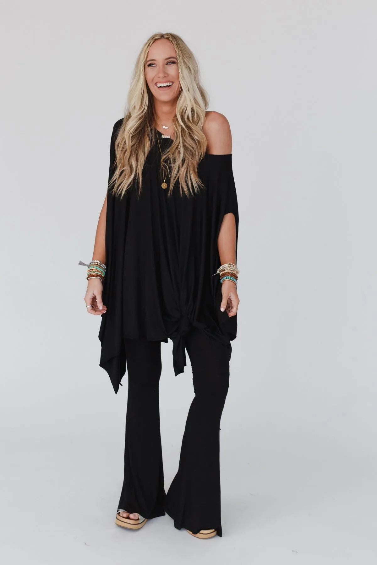 Wren Tunic and Cher Flare Set - Black