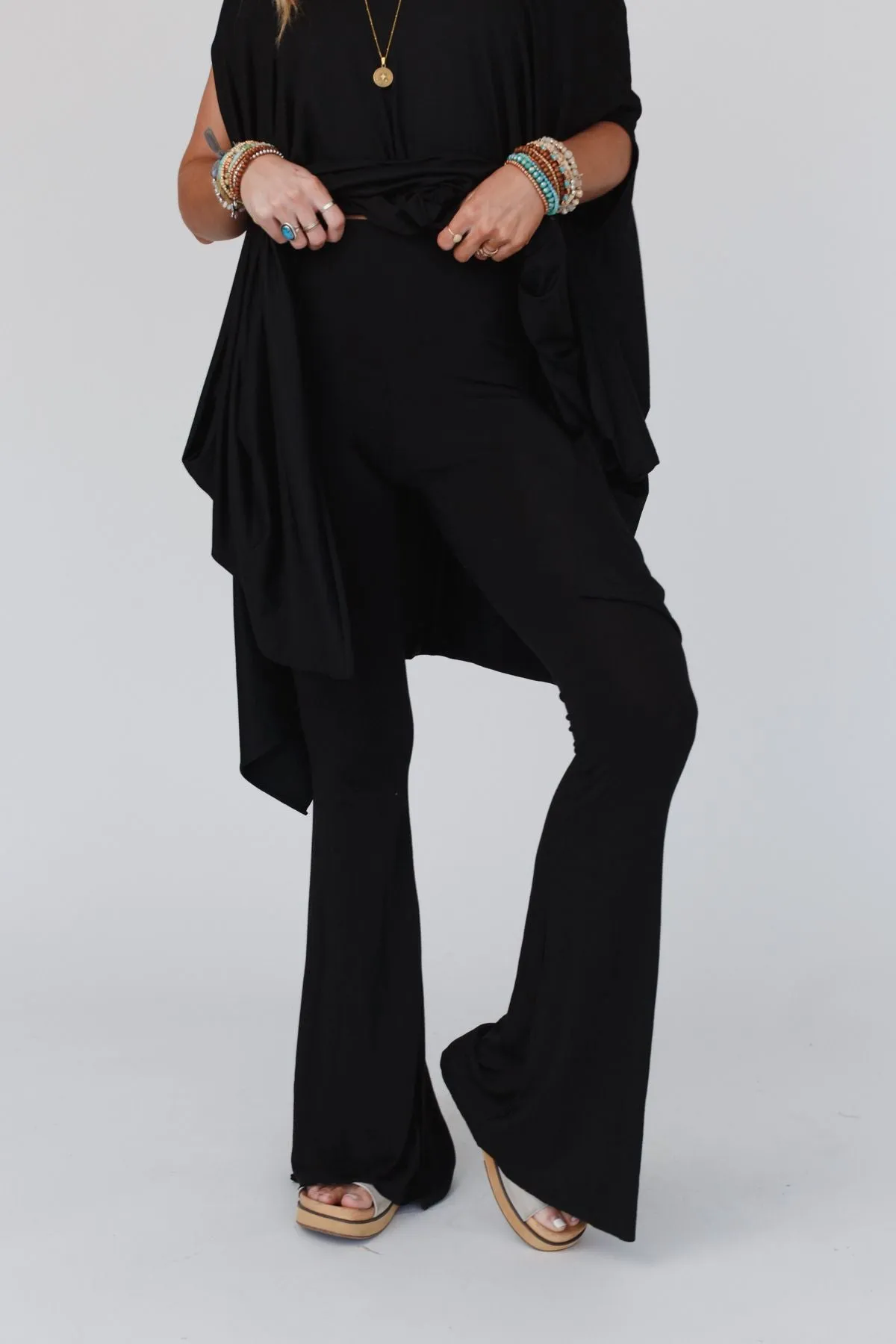 Wren Tunic and Cher Flare Set - Black